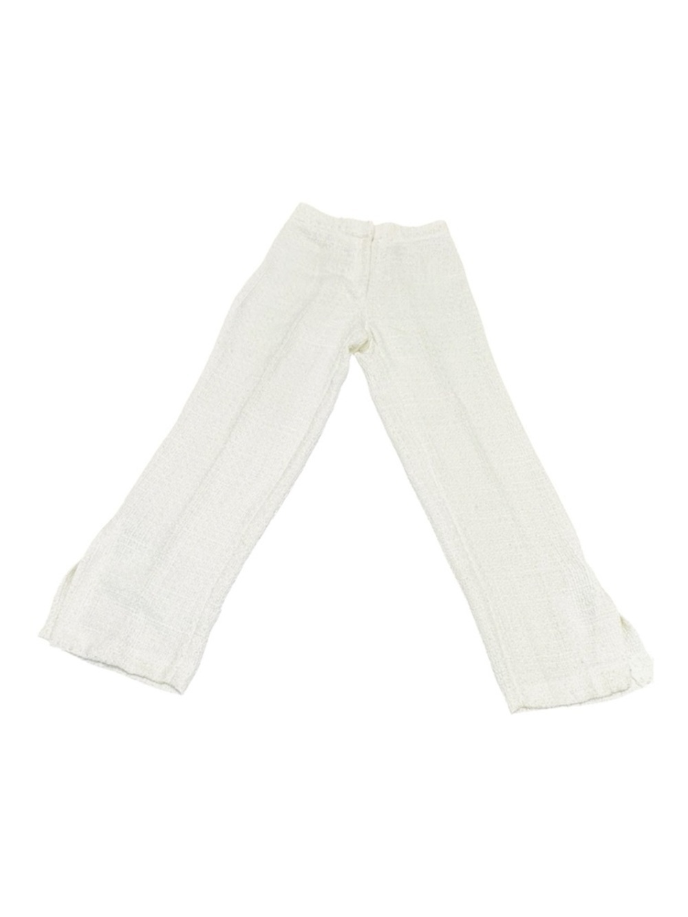 Zara Cream Tweed Wide Leg Side Slit Pants Size Small